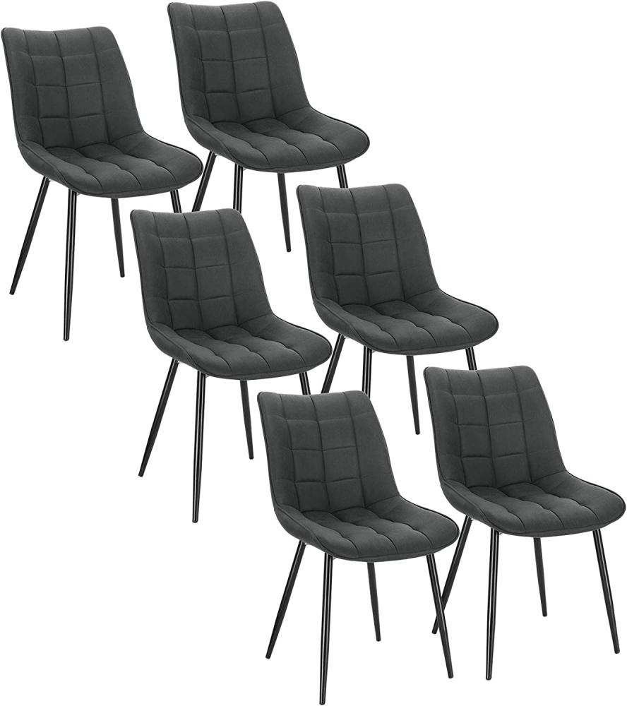 WOLTU 6 x Esszimmerstühle 6er Set Esszimmerstuhl Küchenstuhl Polsterstuhl Design Stuhl mit Rückenlehne, mit Sitzfläche aus Stoffbezug, Gestell aus Metall, Anthrazit, BH247an-4 Bild 1