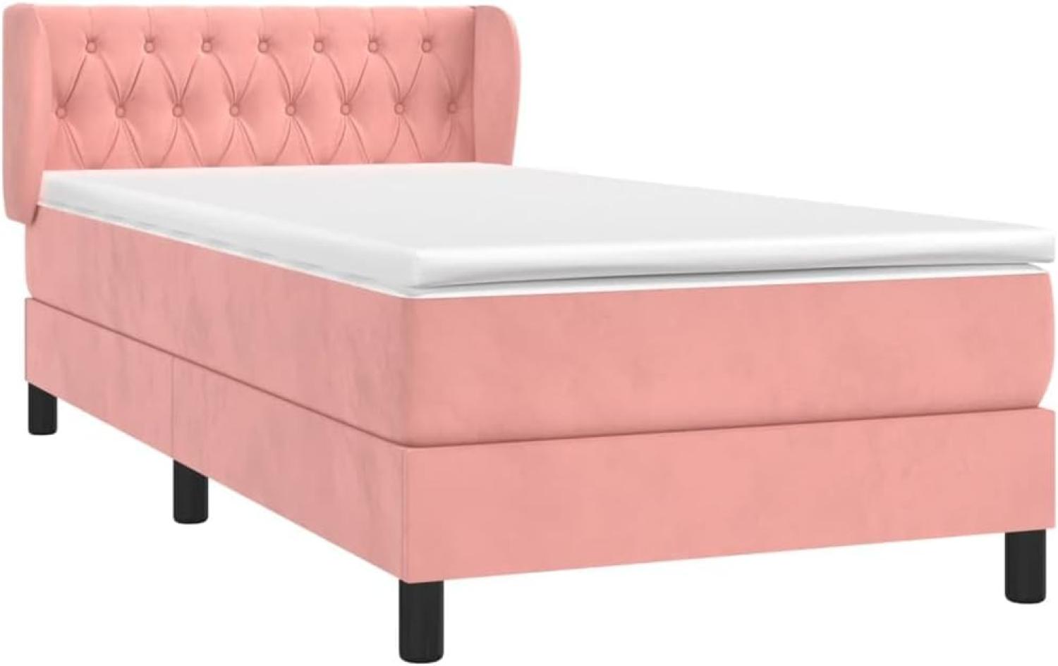 Boxspringbett mit Matratze Rosa 90x190 cm Samt Bild 1