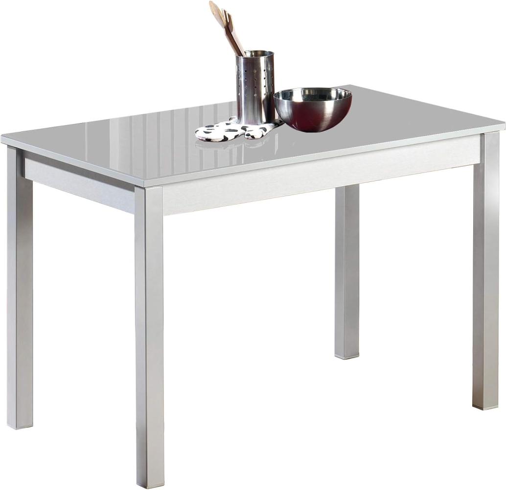 ASTIMESA Fester Tisch kuechentisch, Metall Glas Holz, grau, 110x70cm Bild 1