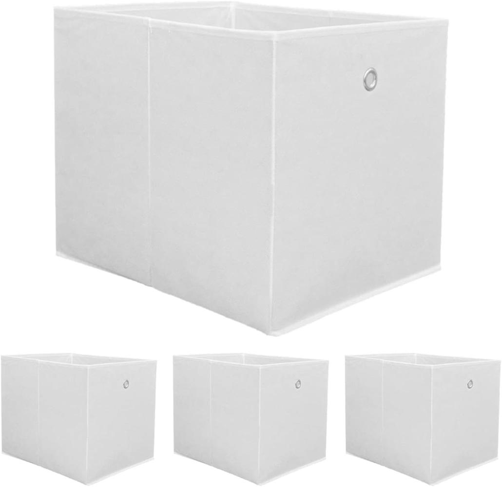 Faltbox Set 4 Boxen für Kallax Regal weiß 33x38x33cm Expedit Box mit Metallgriff Bild 1