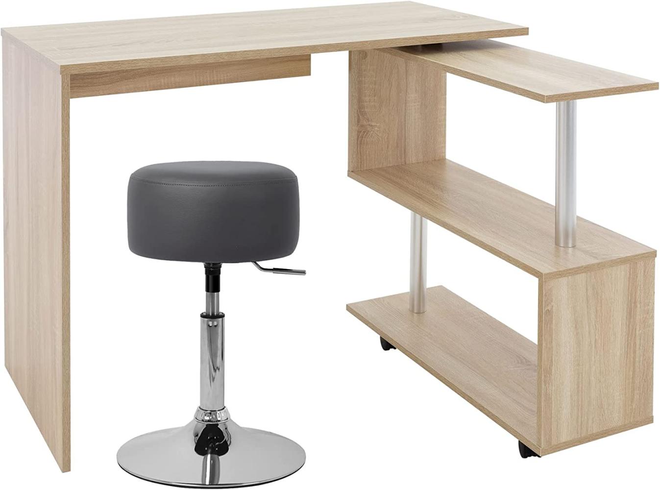 Schreibtisch mit Sitzhocker 150x88x75 cm Sonoma-Eiche aus MDF ML-Design Bild 1