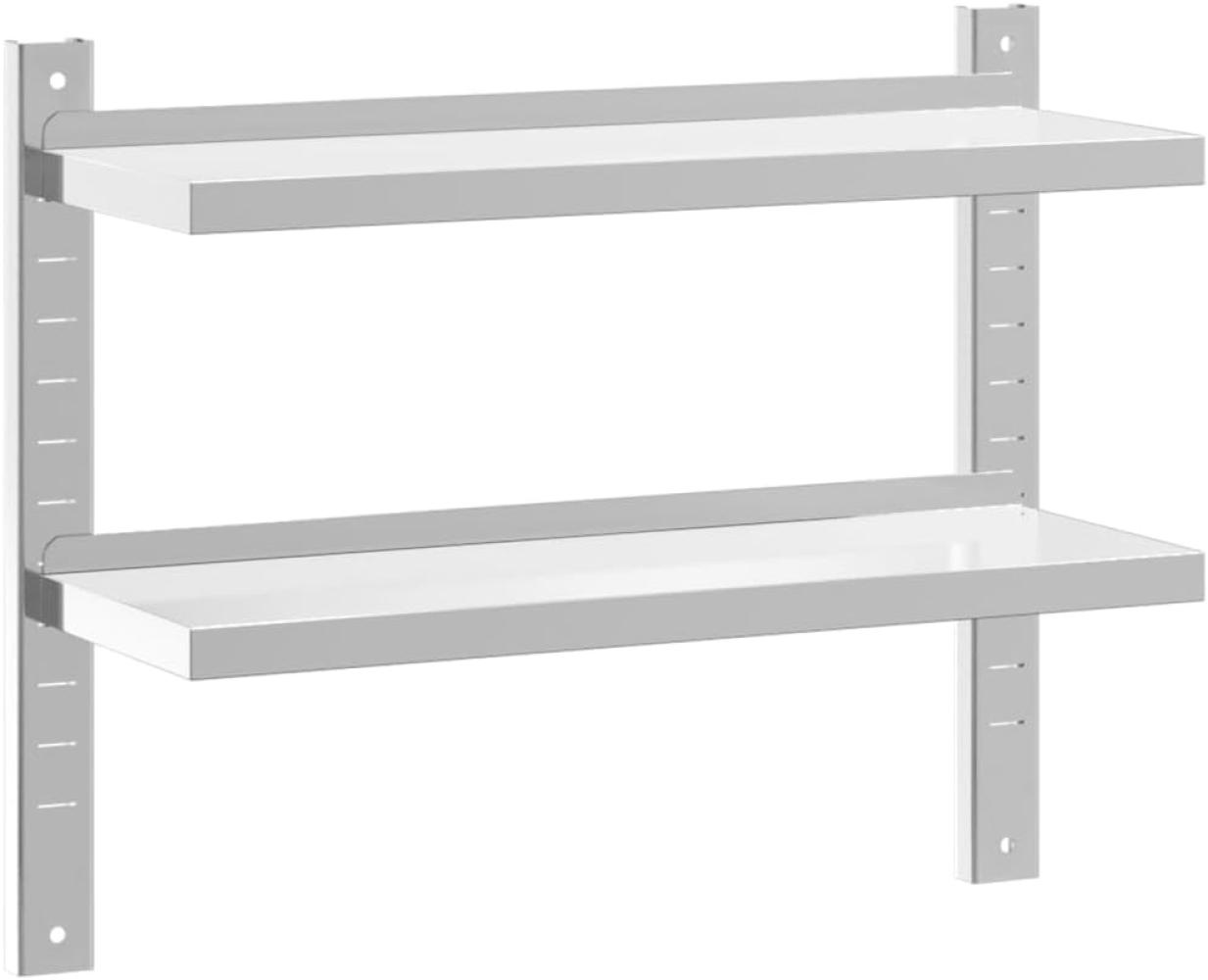 Wandregal mit 2 Böden 75x23,5x60 cm Silbern Edelstahl 30314 Bild 1