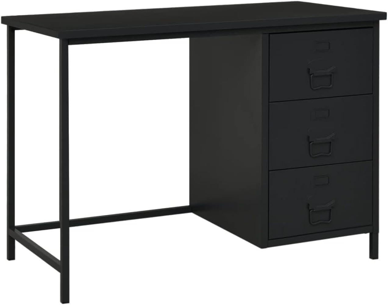 Schreibtisch Industrie-Stil mit Schubladen Schwarz 105x52x75 cm Bild 1
