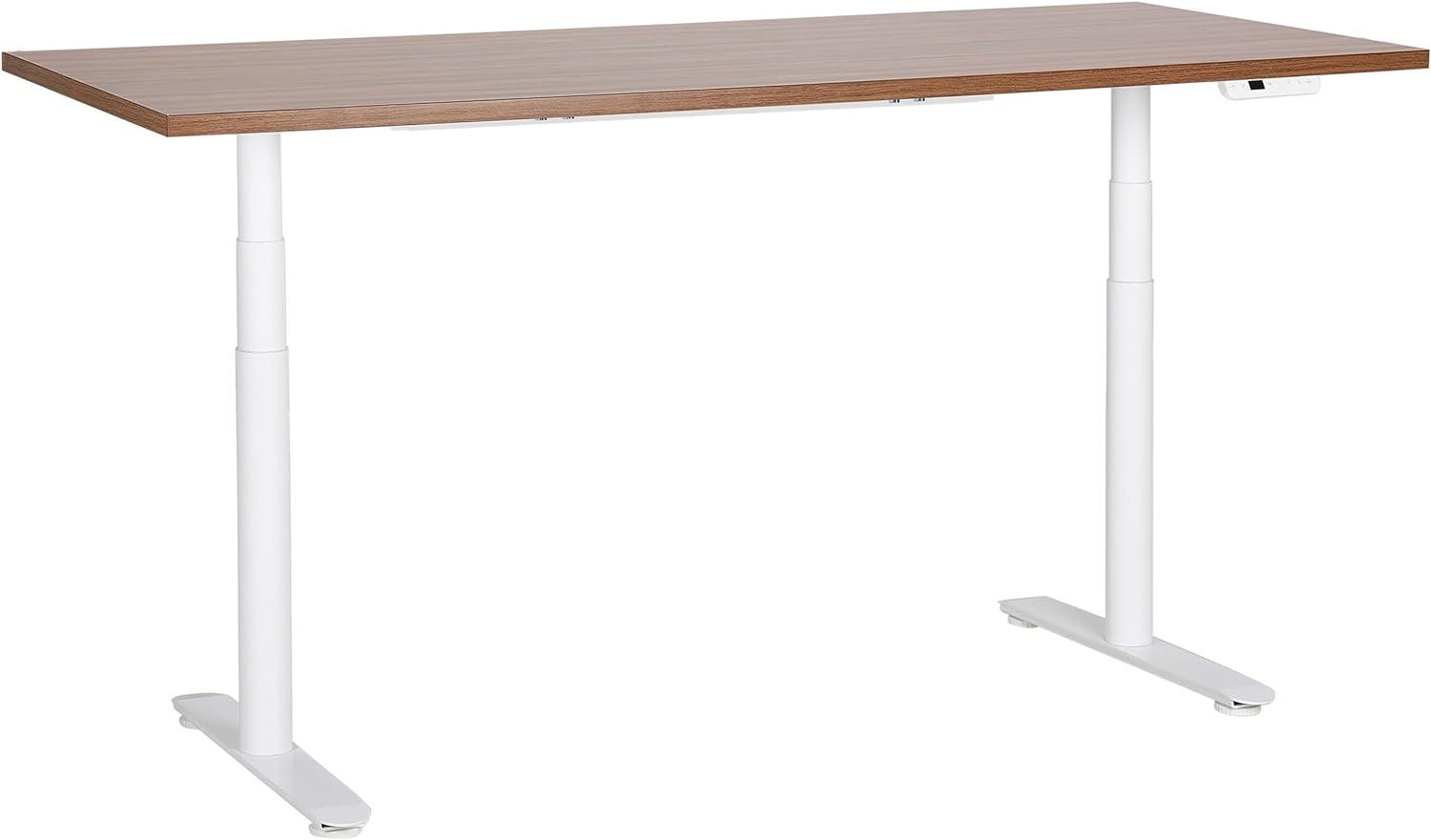 Schreibtisch braun weiß 180 x 80 cm elektrisch höhenverstellbar DESTINAS Bild 1