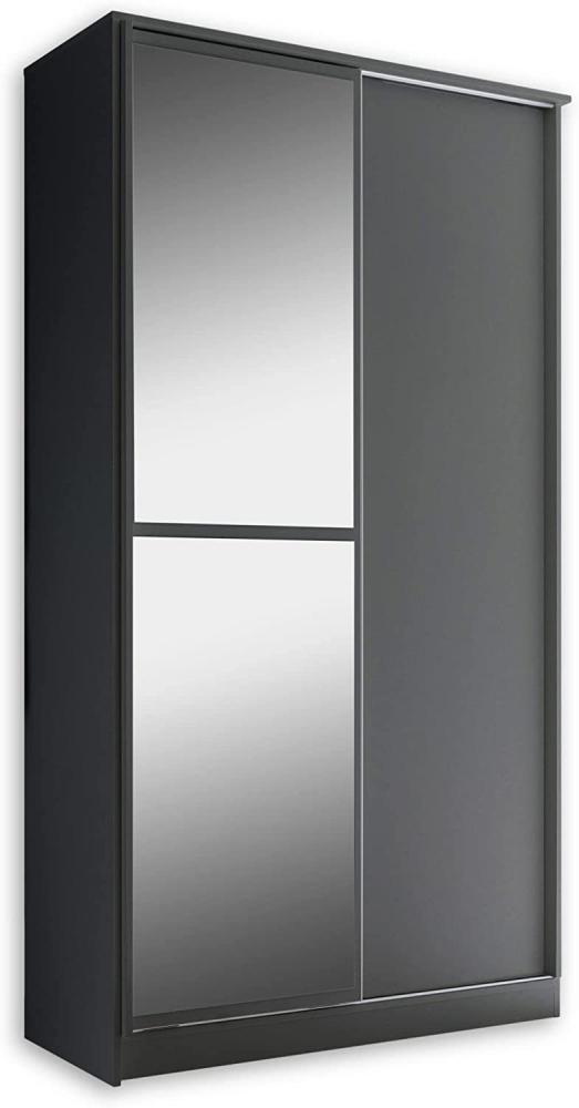 ALEDO Eleganter Kleiderschrank mit großer Spiegeltür & ausziehbarer Kleiderstange - Vielseitiger Schiebetürenschrank in Graphit - 120 x 220 x 45 cm (B/H/T) Bild 1