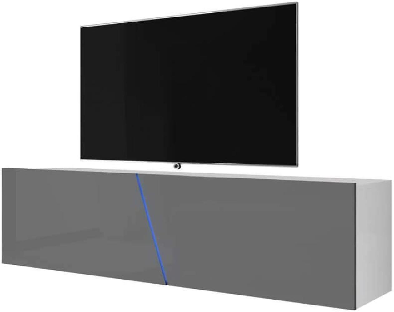 Selsey ALAMARA – TV-Lowboard Hängend mit LED-Beleuchtung 160cm (Weiß Matt/Grau Hochglanz) Bild 1