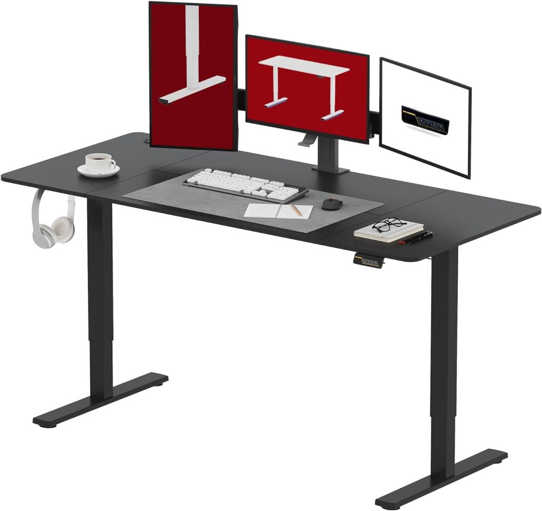 SANODESK Höhenverstellbarer Schreibtisch 180 x 80 cm Schreibtisch Höhenverstellbar Elektrisch Ergonomischer Steh-Sitz Tisch Computertisch für Heimbüro Homeoffice(schwarz) Bild 1