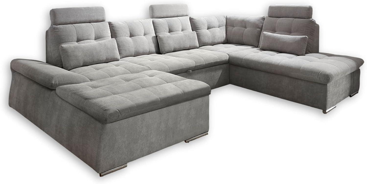 Couch NALO Sofa Schlafcouch Wohnlandschaft Bettsofa schlamm grau U-Form rechts Bild 1