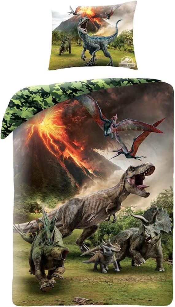 Jurassic World Dinosaur Sengetøj 2i1 Design - 100 Procent Bomuld Bild 1