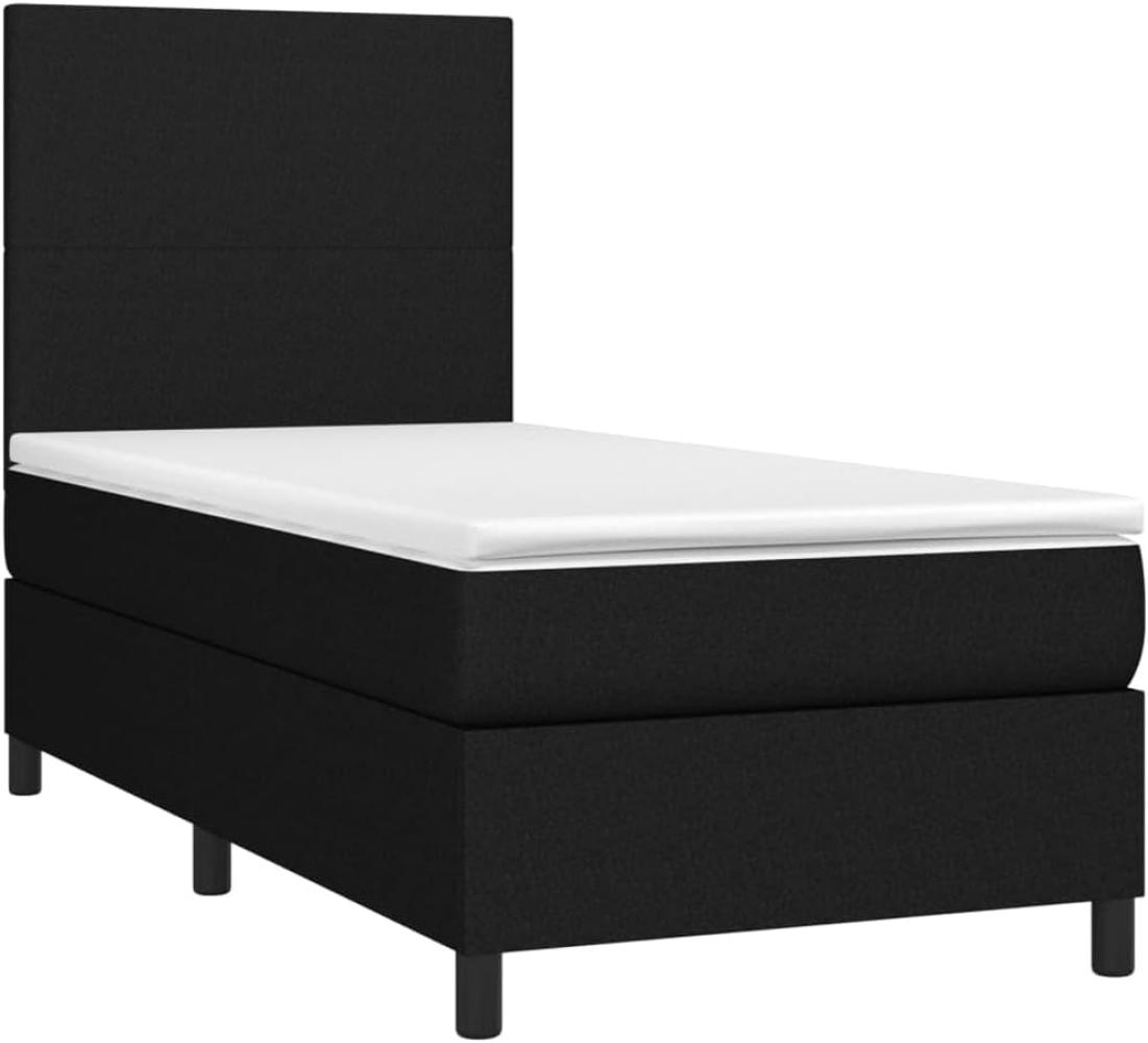 vidaXL Boxspringbett mit Matratze Schwarz 100x200 cm Stoff Bild 1