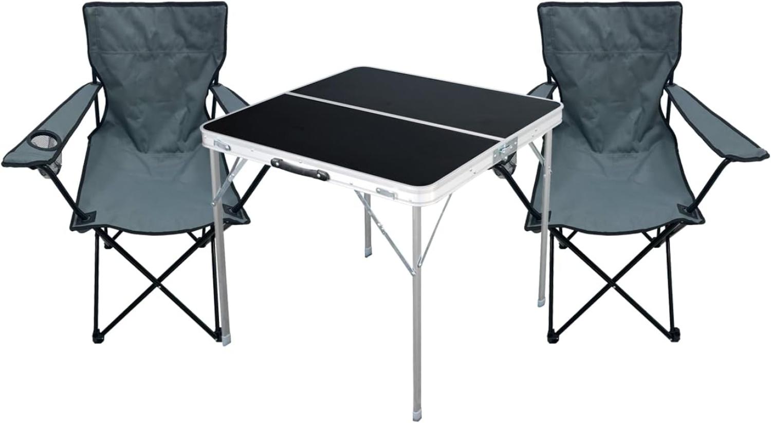 3-teiliges Campingmöbel Set Tisch schwarz + Campingstühle mit Tasche Bild 1