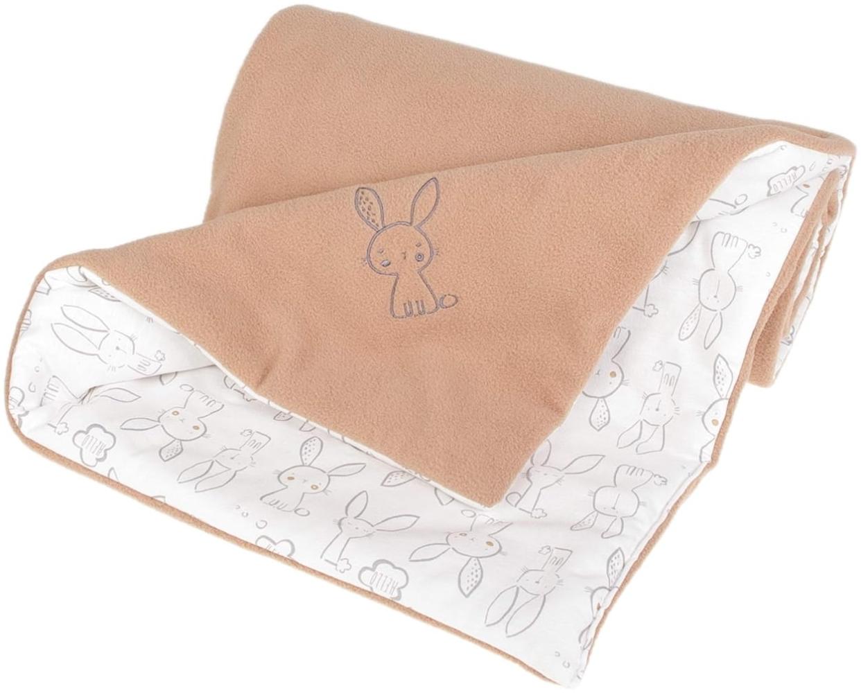 Kaarsgaren Kinderwagendecke für Winter, Größe 70 x 100 cm, Farbe: Beige/Hase, doppelseitig Kuscheldecke, Babydecke, Erstlingsdecke, Krippe Decke (Beige/Hase) Bild 1