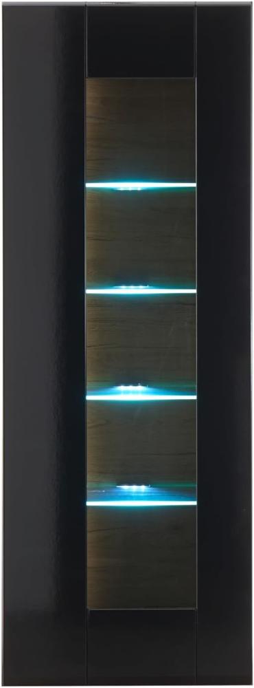 Vitrine Savanna in schwarz Hochglanz und Eiche 45 x 131 cm Bild 1