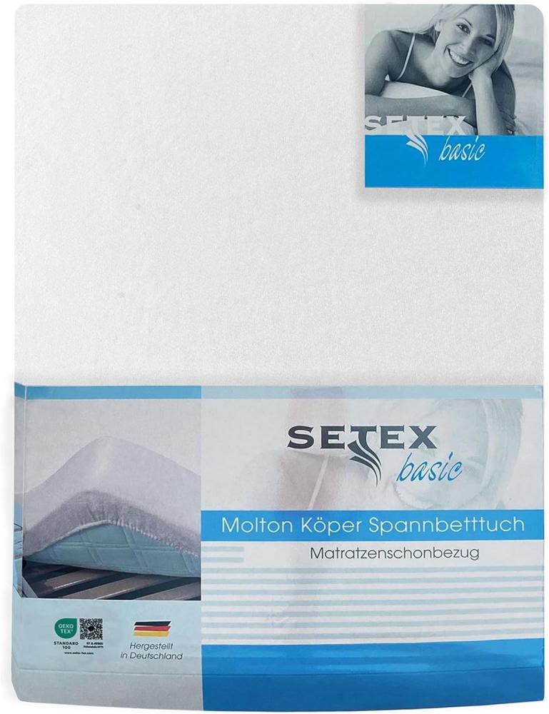 SETEX Molton Köper Matratzenschutz, 100 x 200 cm, Matratzenschoner aus 100 % Baumwolle, Basic, Weiß Bild 1