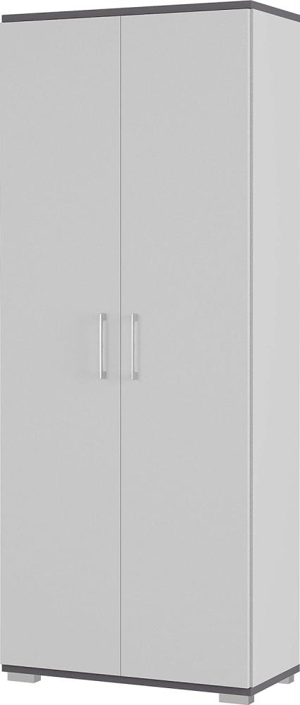 Aktenschrank mit Zwei Türen, fünf Fächer in Ordnerhöhe, Bügelgriffe aus Metall, in Lichtgrau/Graphit, 80 x 200 x 40 cm (BxHxT) Bild 1