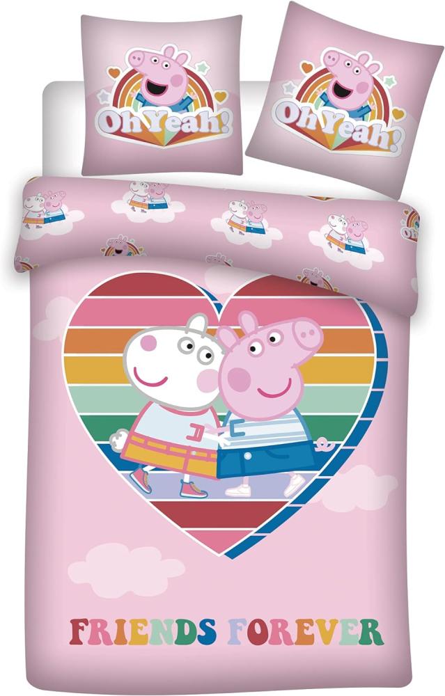 Nickelodeon Bettbezug Herz Peppa Pig 140 x 200 cm Polyester rosa Bild 1