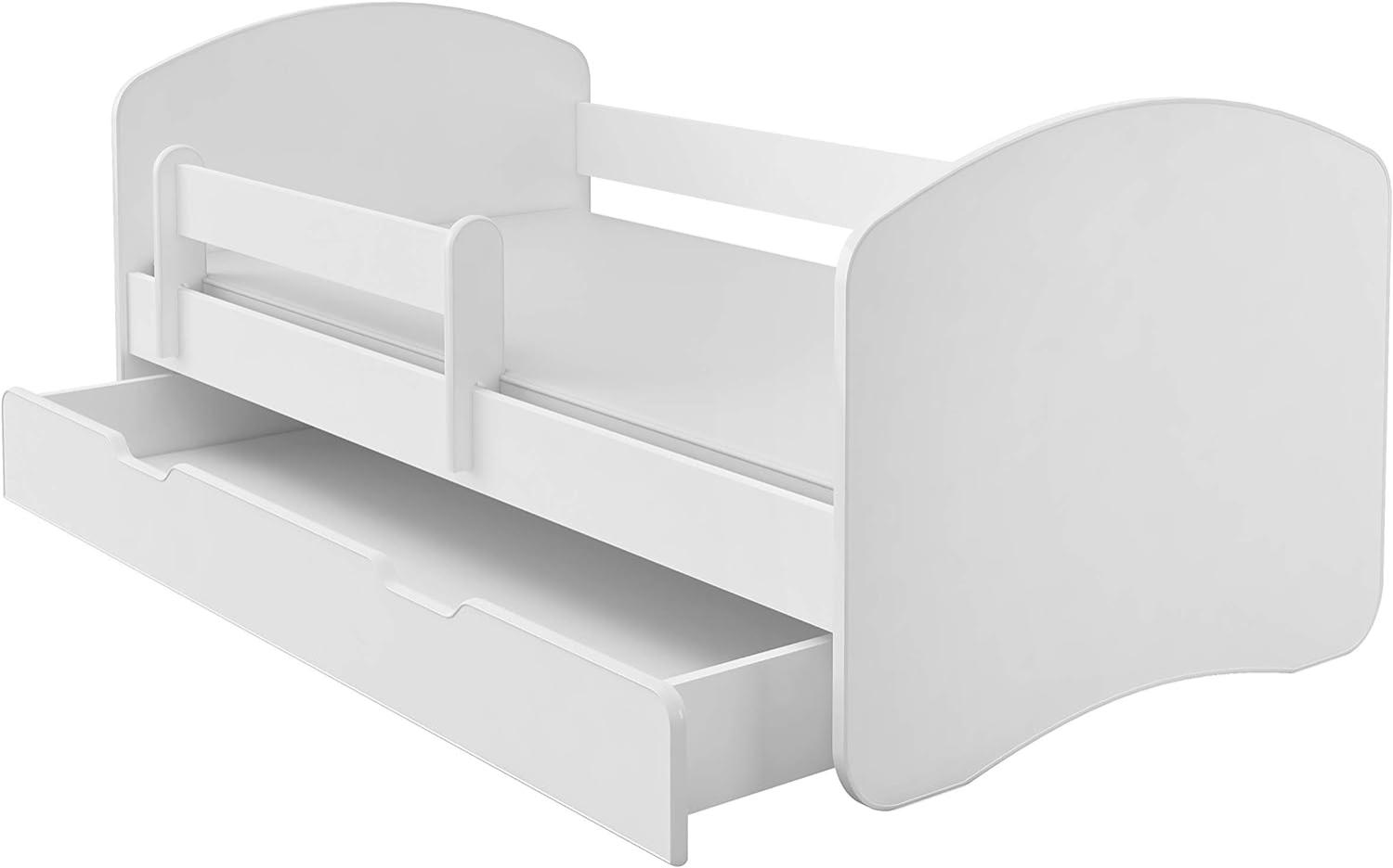 Kinderbett Jugendbett mit einer Schublade und Matratze Weiß ACMA II (180x80 cm + Schublade, Weiß) Bild 1