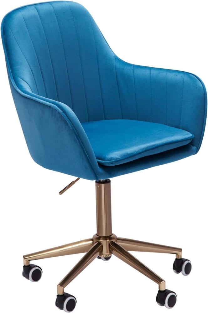 KADIMA DESIGN Schalenstuhl SANDRA - Moderner Sitzkomfort mit 360-Grad-Drehfunktion und Hartbodenrollen. Farbe: Blau Bild 1