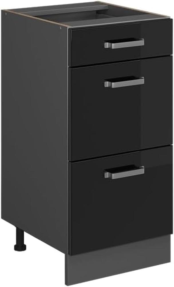 Vicco Küchenunterschrank R-Line, Schwarz Hochglanz/Anthrazit, 40 cm mit Schubladen, ohne Arbeitsplatte Bild 1