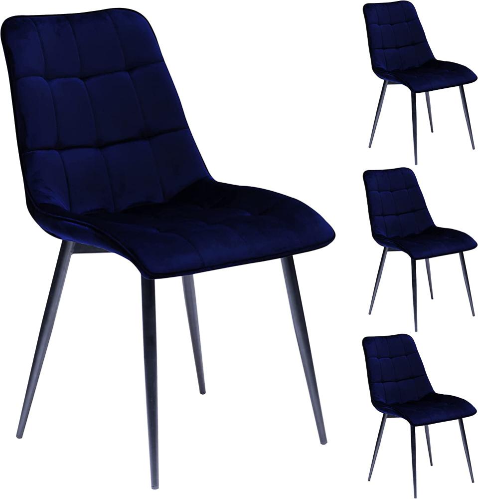 4 x Stuhl Triest blau Samt 4-Fuß Bild 1
