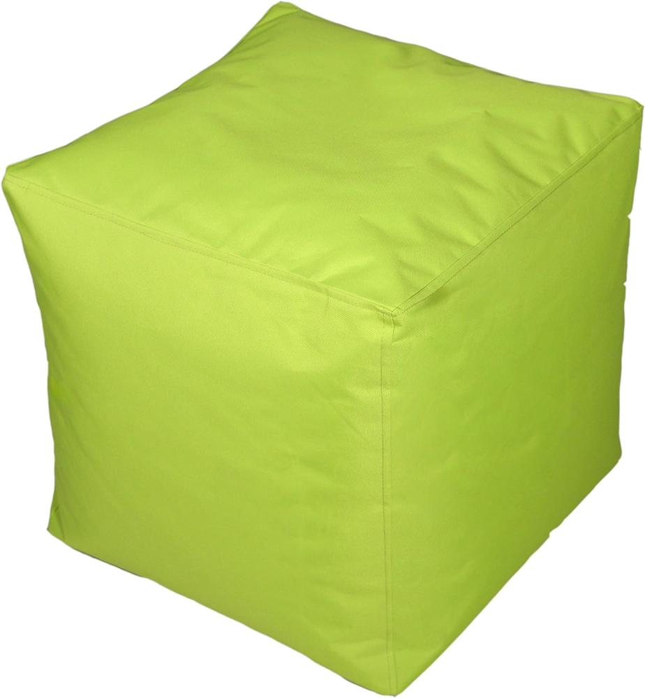 Kinzler S-10117/120 Sitzwürfel, ca. 40x40x40 cm, Outdoor & Indoor, Sitzsack in vielen verschiedenen Farben, wasserabweisender Hocker, apfel grün Bild 1