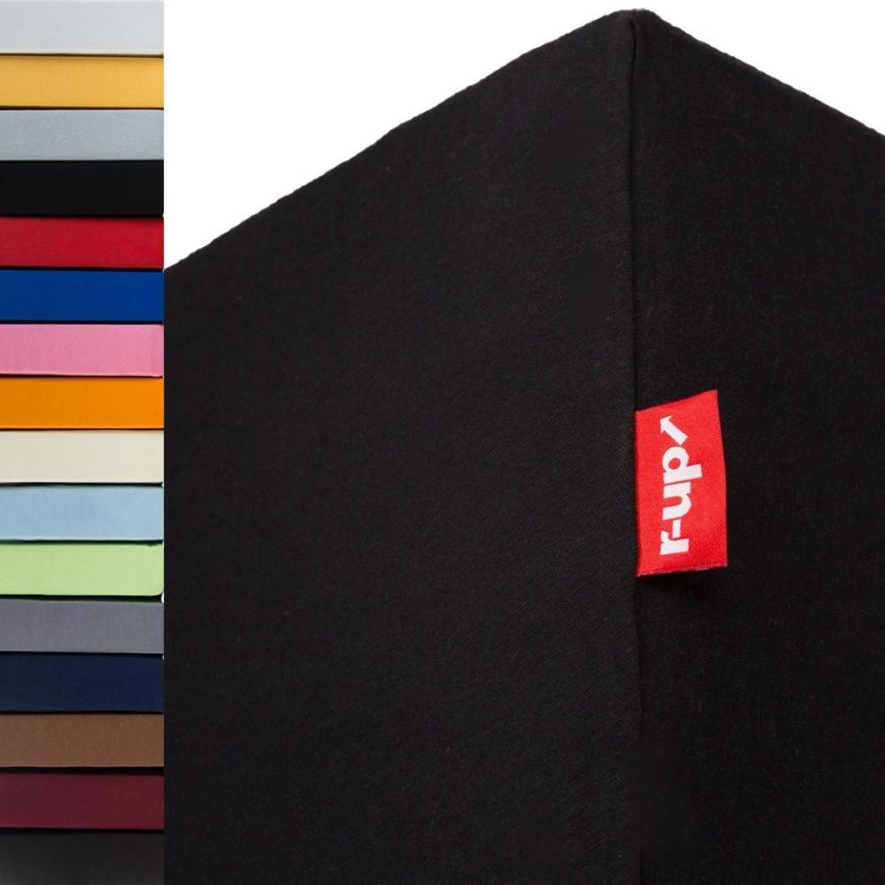 r-up Passt Spannbettlaken 140x200-160x200 bis 35cm Höhe viele Farben 100% Baumwolle 130g/m² Oeko-Tex stressfrei auch für hohe Matratzen (schwarz) Bild 1