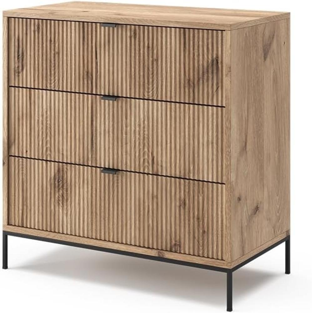 Vicco Kommode Eliza Viking Oak 80 x 81,2 cm mit 3 Schubladen Bild 1