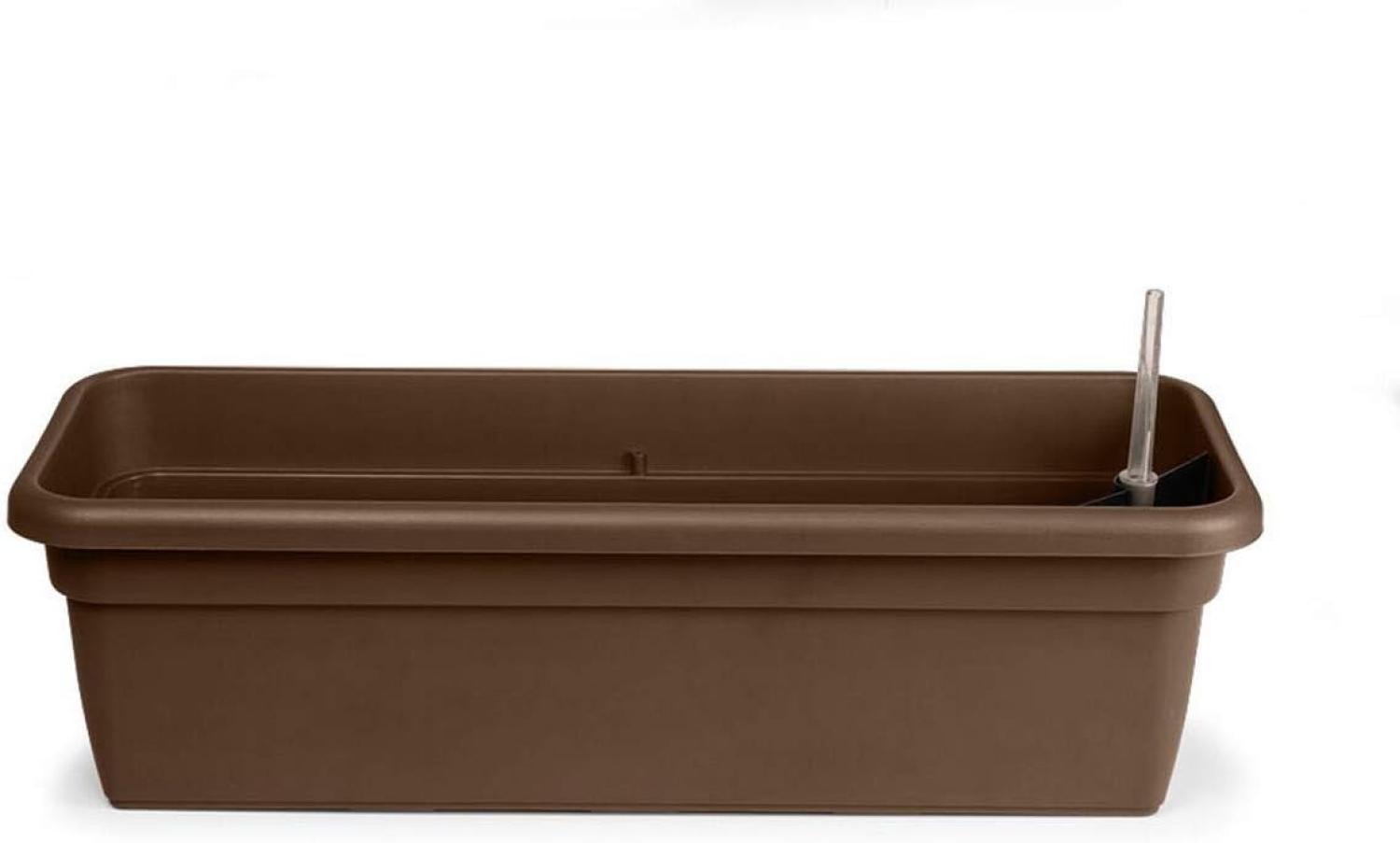 Balkonkasten FLORA Braun mit Bewässerungseinsatz 79 cm - Kunststoff - Geda Bild 1