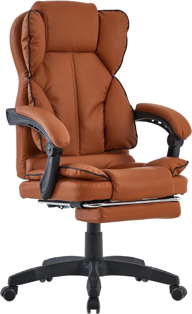 Schreibtischstuhl Bürostuhl Gamingstuhl Racing Chair Chefsessel mit Fußstütze Braun -Schwarz Bild 1