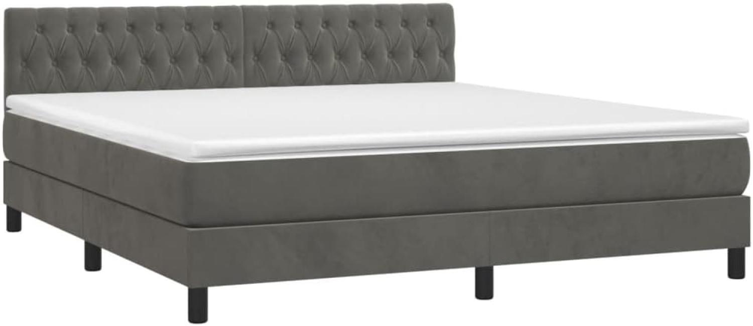 vidaXL Boxspringbett mit Matratze & LED Dunkelgrau 160x200 cm Samt Bild 1