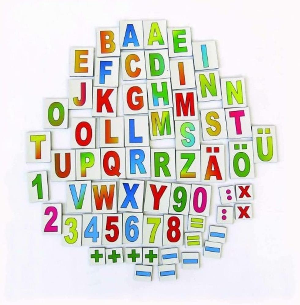 Coemo Magnet Buchstaben und Zahlen für Tafel + Tiermotive + Obst + Wochentage = 78 Teile Bild 1