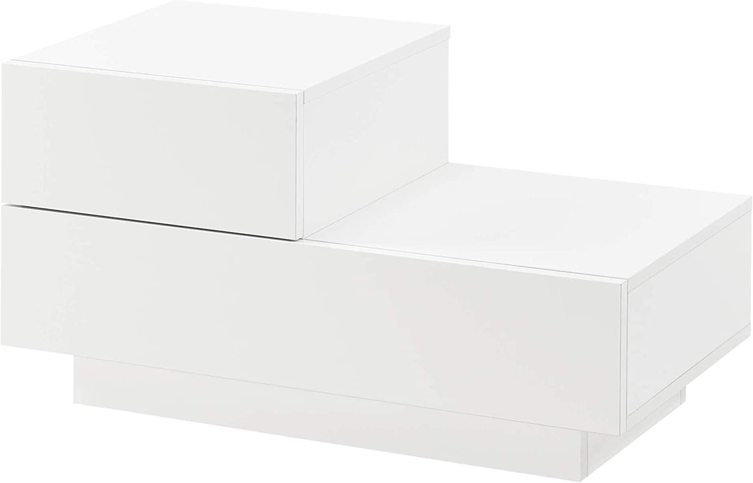 Nachttisch Sebokeng 38x75x35 cm mit Schublade oben links Weiß Hochglanz en. casa Bild 1