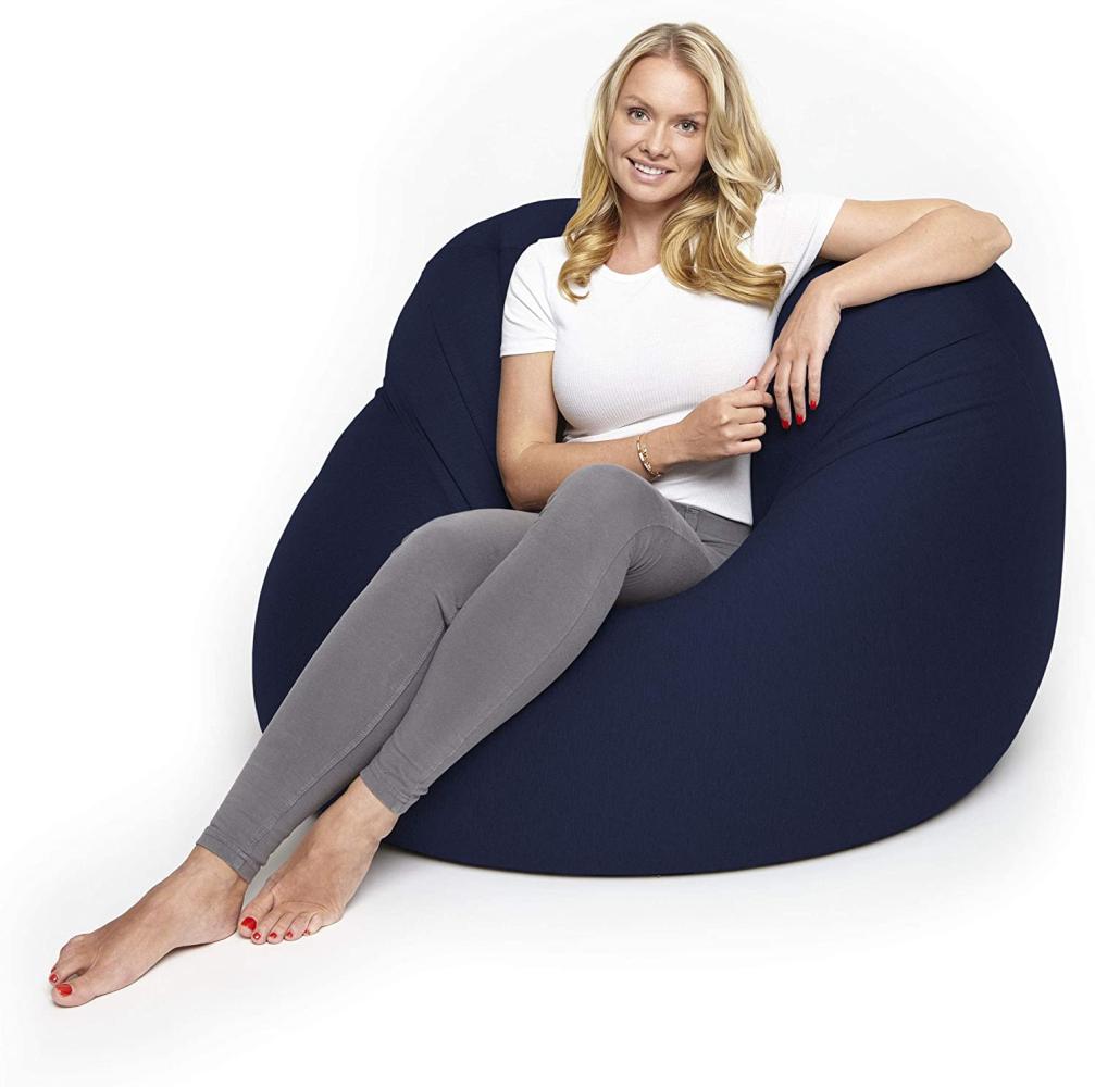 Lumaland Flexi Comfort Sitzsack Premium Bean Bag Sitzkissen - Medium - 142 x 84 cm - Navyblau Bild 1