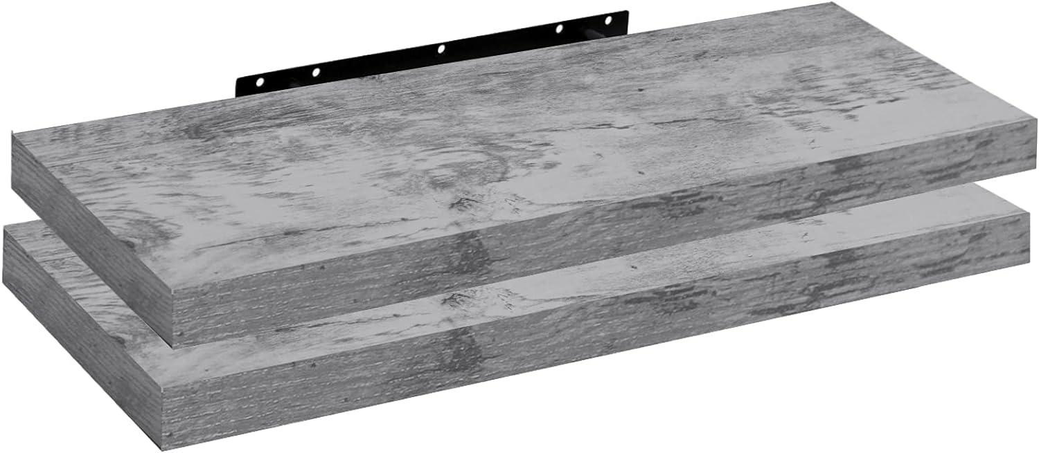 WOLTU 2X Wandregal Wandboard Bücherregal Regale für Deko Wandablagen aus MDF Holz, 2er Set Hängeregal Grau Eiche, 110x23x3,8cm RG9316grei-2 Bild 1