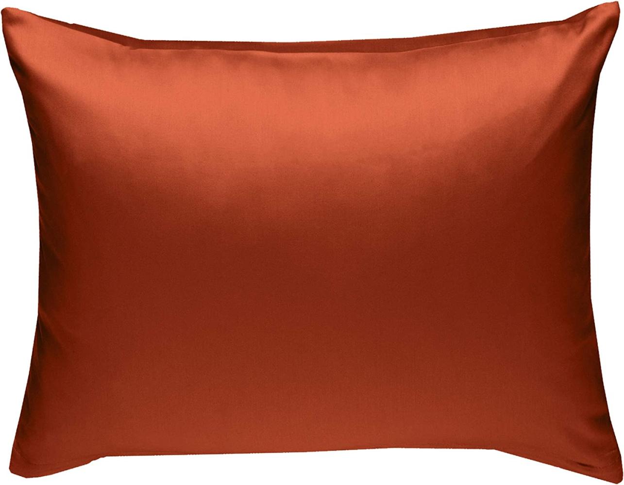 Bettwaesche-mit-Stil Mako-Satin / Baumwollsatin Bettwäsche uni / einfarbig orange Kissenbezug 70x90 cm Bild 1