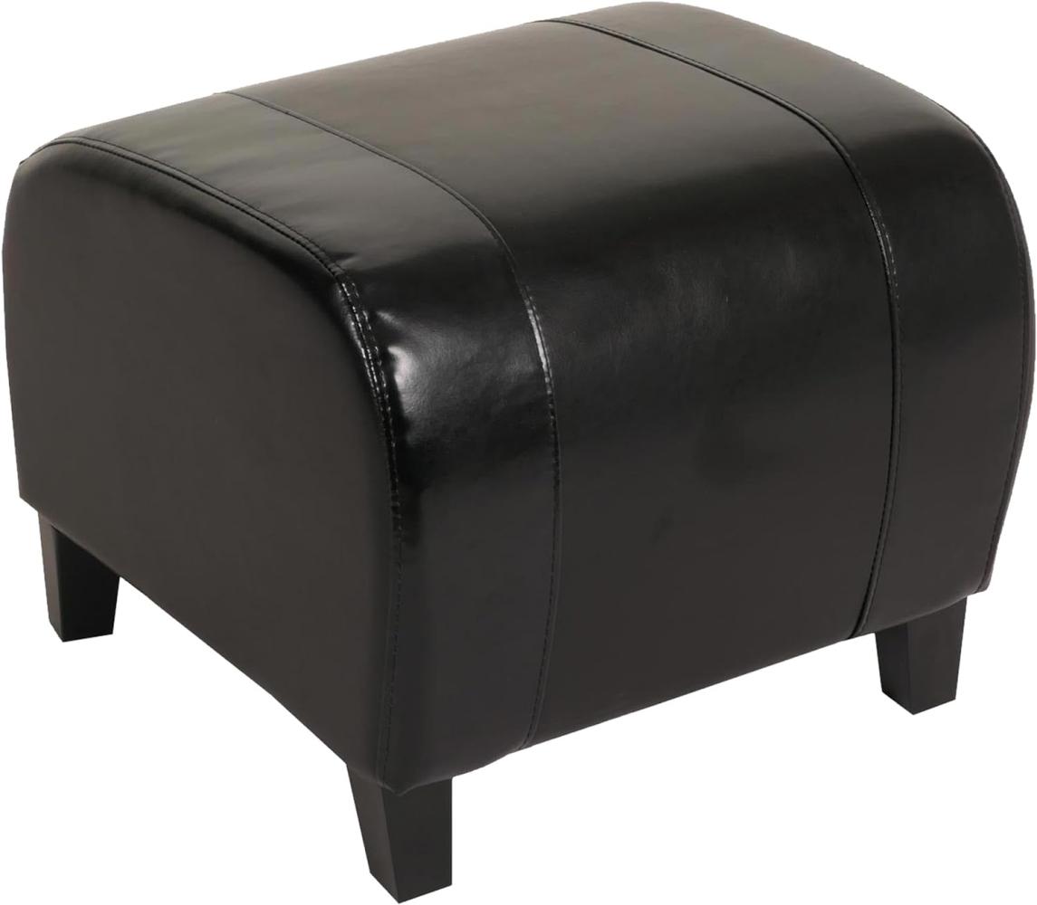 Hocker Sitzwürfel Sitzhocker Emmen, Leder + Kunstleder, 37x45x47 cm ~ schwarz Bild 1