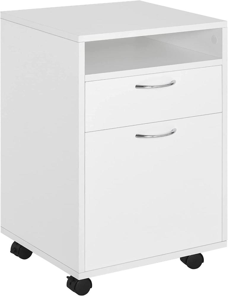 HOMCOM Rollcontainer, Aktenschrank, Bürocontainer mit Schublade, Büroschrank, Aufbewahrung Container, Spanplatte, Weiß, 40 x 35 x 60 cm Bild 1