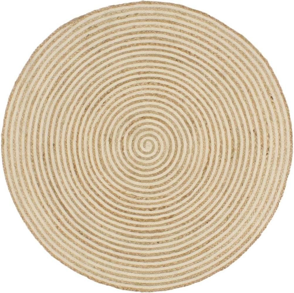 vidaXL Teppich Handgefertigt Jute mit Spiralen-Design Weiß 120 cm Bild 1