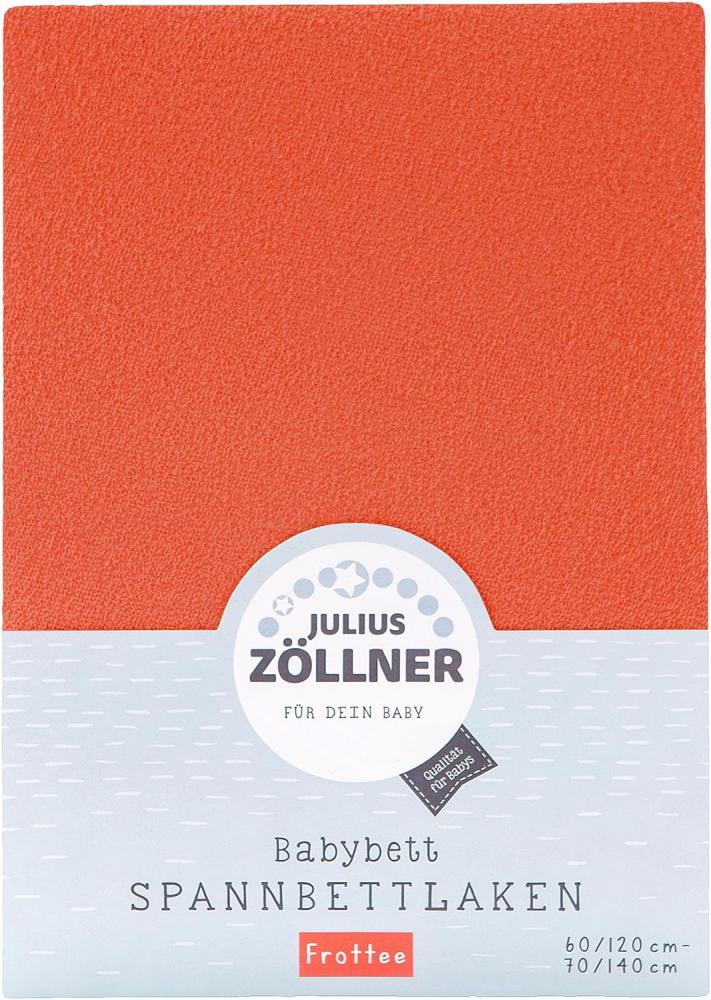 Julius Zöllner 8300149740 - Spannbetttuch Frottee für Kinderbett, Größe: 60x120 cm / 70x140 cm, Farbe: koralle Bild 1