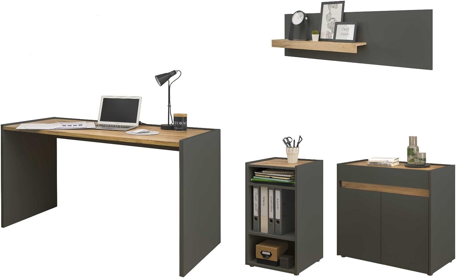 Büromöbel Set Center in grau matt und Eiche Wotan Bild 1