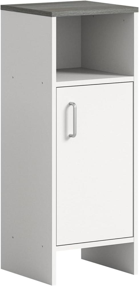 Badezimmer Kommode LosAngeles in weiß und Rauchsilber grau 32 x 82 cm Bild 1