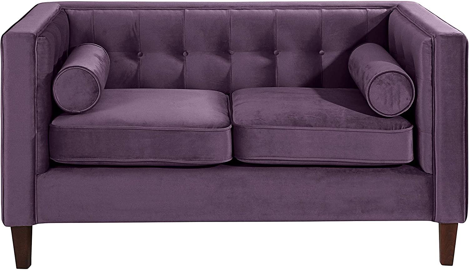 Jeronimo Sofa 2-Sitzer Samtvelours Purple Buche Nussbaumfarben Bild 1