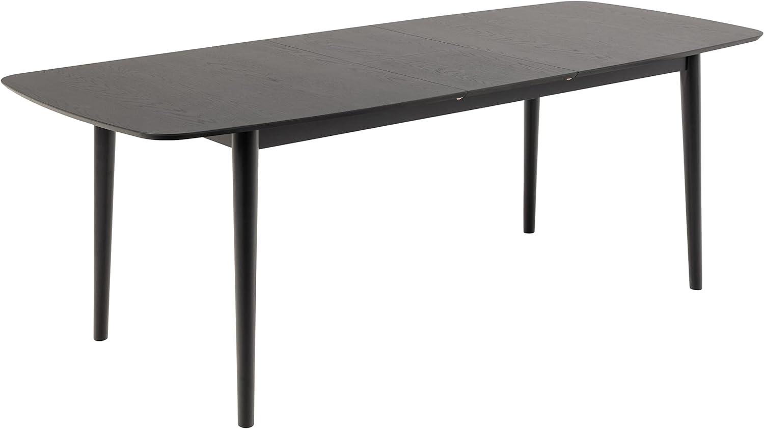 AC Design Furniture Monty Ausziehbarer Esstisch für 6 Personen, Rechteckige Tischplatte aus Schwarzem Eichenfurnier mit Runden Beinen, Küchentisch mit Ausziehplatte, B: 180 x H: 75 x T: 90 cm Bild 1