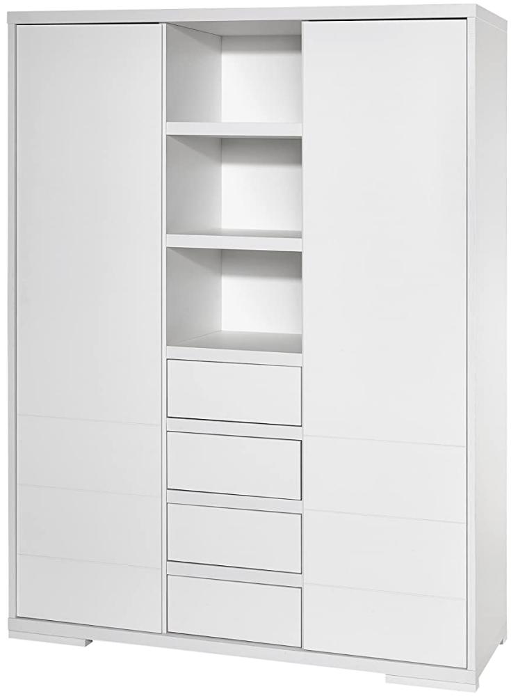 Schardt 'Maxx White' 2-trg. Kleiderschrank, weiß, mit 2 Kleiderstange, 4 Schubladen und 7 Ablagefächern Bild 1
