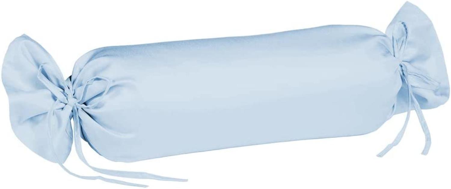 Fleuresse Mako-Satin-Kissenbezug uni colours 6056 bleu Größe 40x15 cm Nackenrolle Bild 1