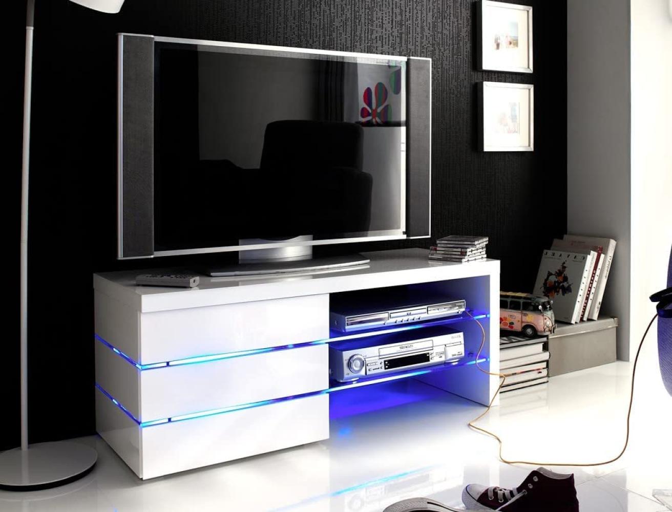 Lowboard Sofia 110x44x42 cm weiß TV-Board TV-Möbel LED Beleuchtung Bild 1
