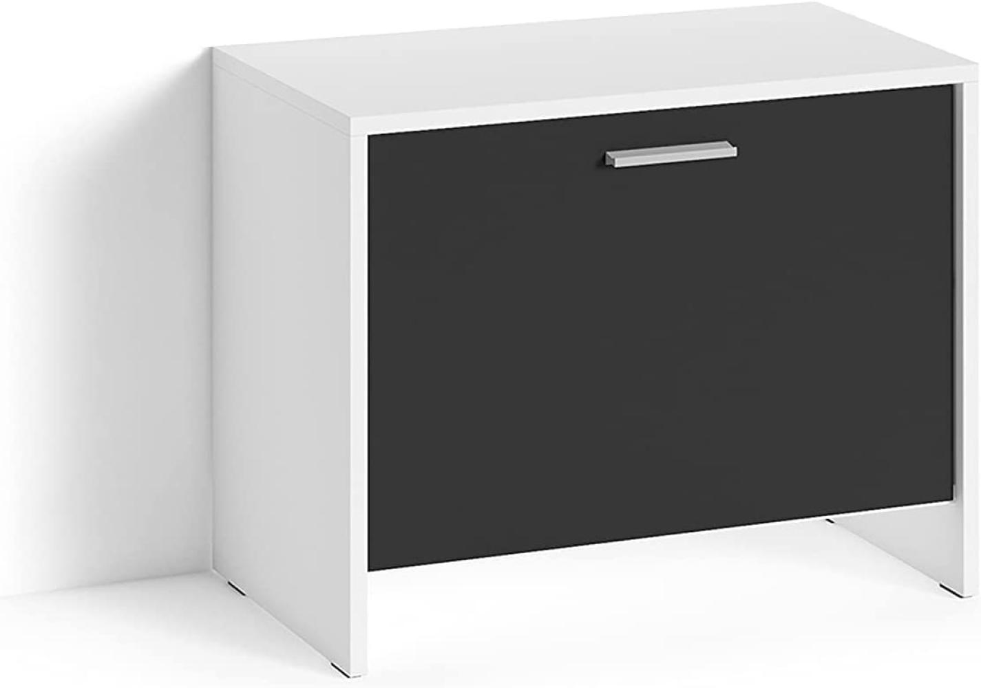 byLIVING Sitzbank BEN / Schuhschrank in matt weiß / Front schwarz / kleine Flur-Kommode mit Klappe und Einlegeboden / B 60, H 48, T 35 cm Bild 1