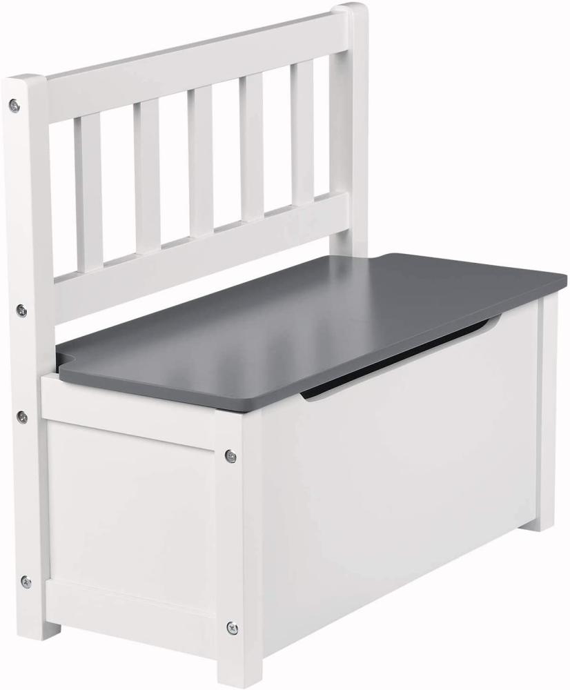 WOLTU Kindersitzbank mit Stauraum, Spielzeugkiste grau-weiß Modell Kelo Bild 1