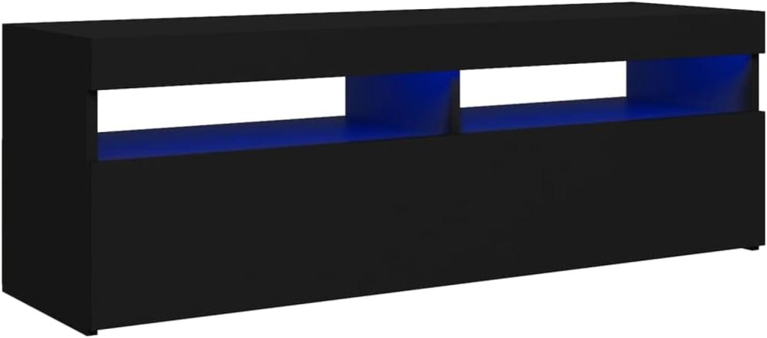 vidaXL TV Schrank mit LED-Leuchten Lowboard Fernsehschrank Fernsehtisch Sideboard HiFi-Schrank TV Möbel Tisch Board Schwarz 120x35x40cm Bild 1