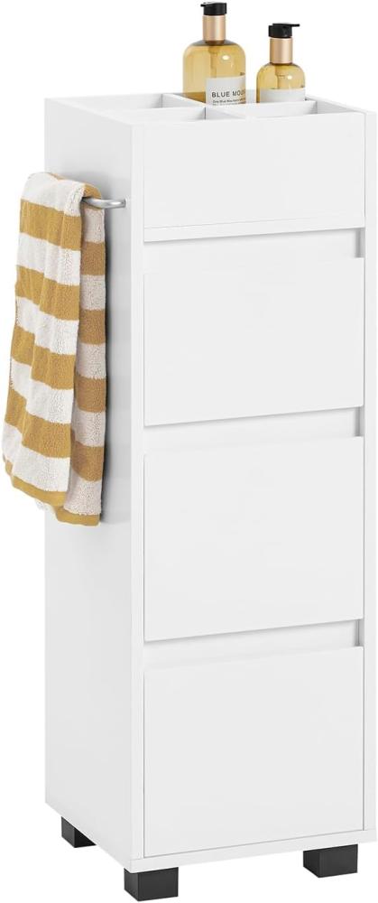Badezimmerschrank mit 3 Schubladen und 4 Fächern MDF Weiß BZR29-W Bild 1